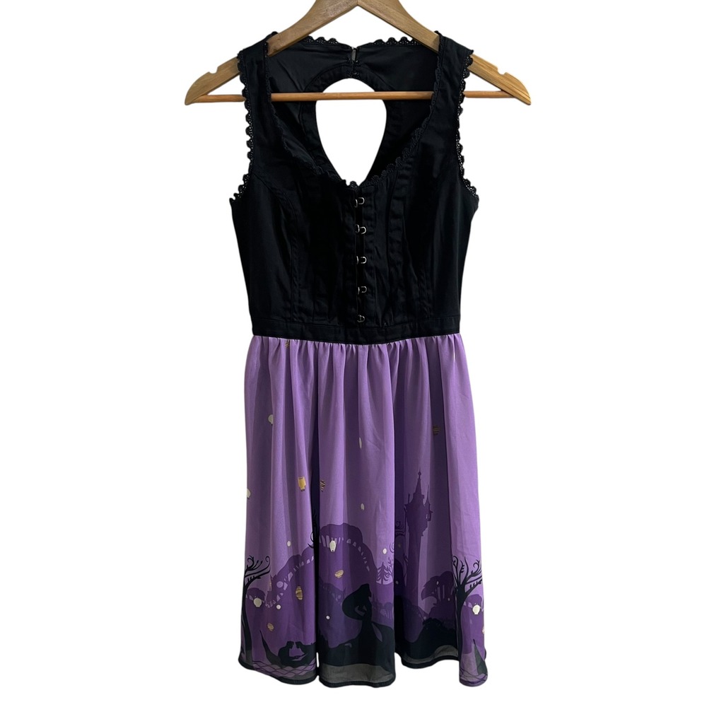 Disney Tangled Rapunzel Dress Purple Black S Women Lantern Scene Hot Topic